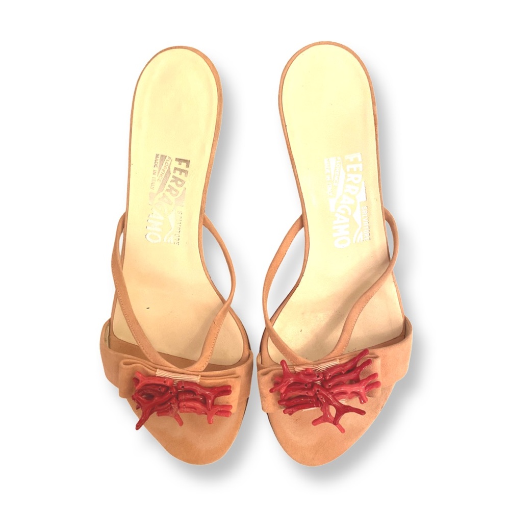 Salvatore Ferragamo Pink Mules with Bow Detail